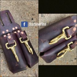 Leather Tool Belt Pouch Lanyard Clips