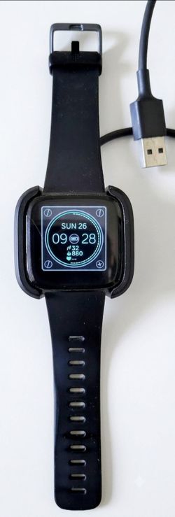 Fitbit Versa Smart Watch, Black , fitness sleep tracker One Size Calendaring , GPS, Heart Rate Monitor, Notifications, Time Display