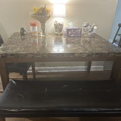 Dinning table, 4 chairs  and Bench