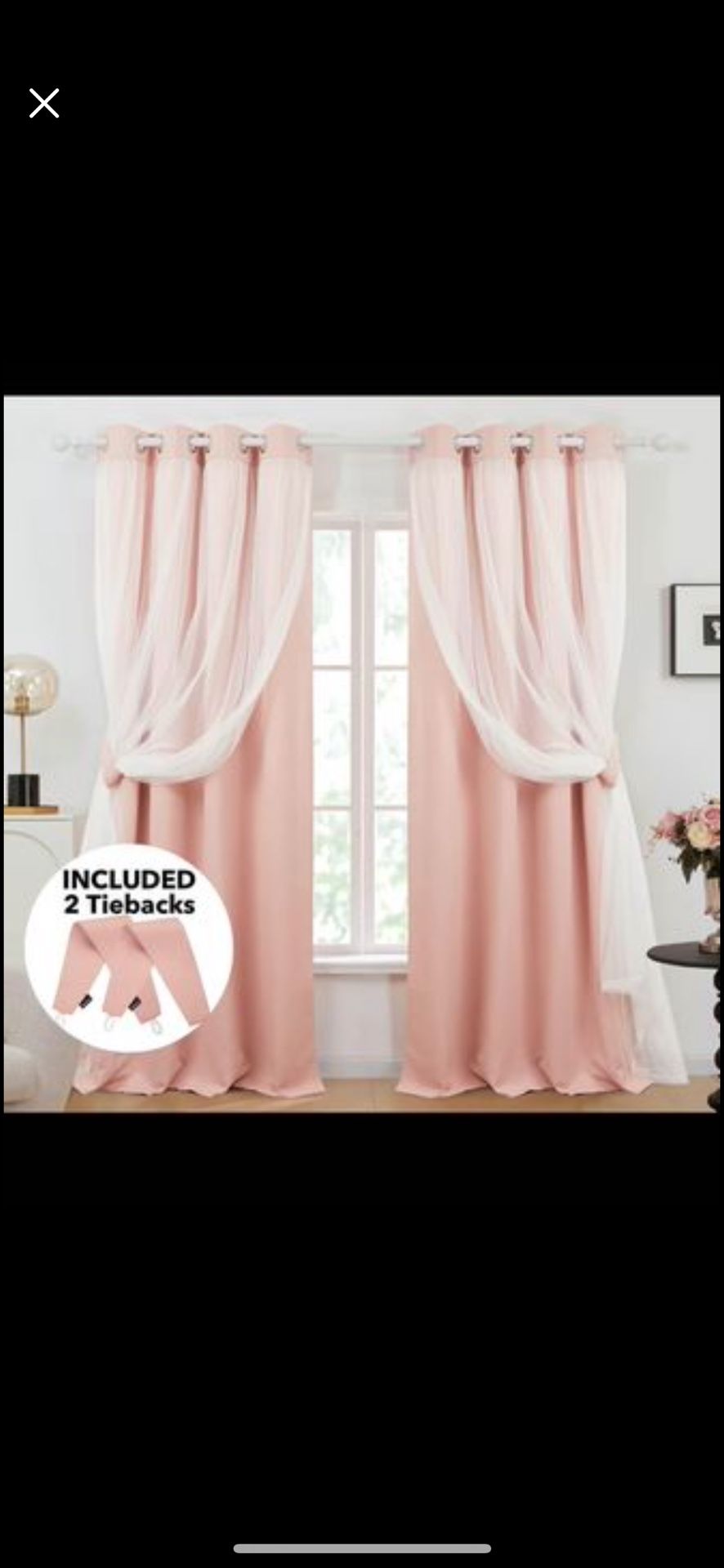 [Summer Deal) Sheer Overlay Blackout Curtains