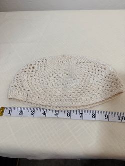 Hand-Crocheted White Kufi Skullcap