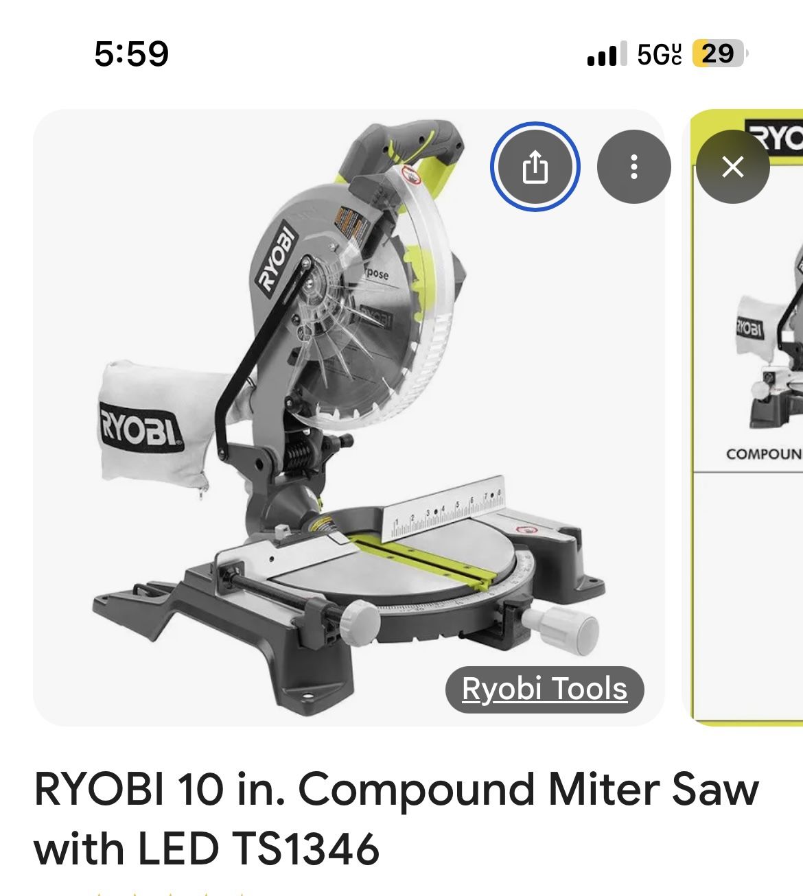RYOBI 10 in. Compound Miter Saw with LED TS1346