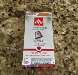 Illy Classico Lungo Ground Coffee, 10 Pack Aluminum Capsules Compatible with Nespresso Original Coffee Machines
