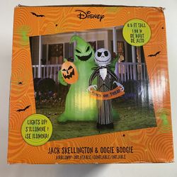 Gemmy Disney Halloween Jack And Oogie Boogie Inflatible Decoration 