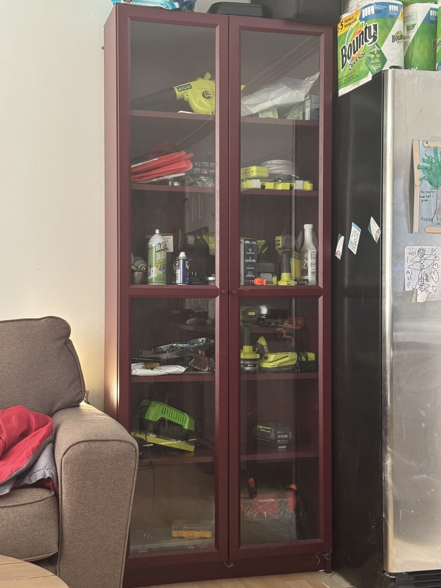 Burgundy Red Shelf Storage Cabinet
