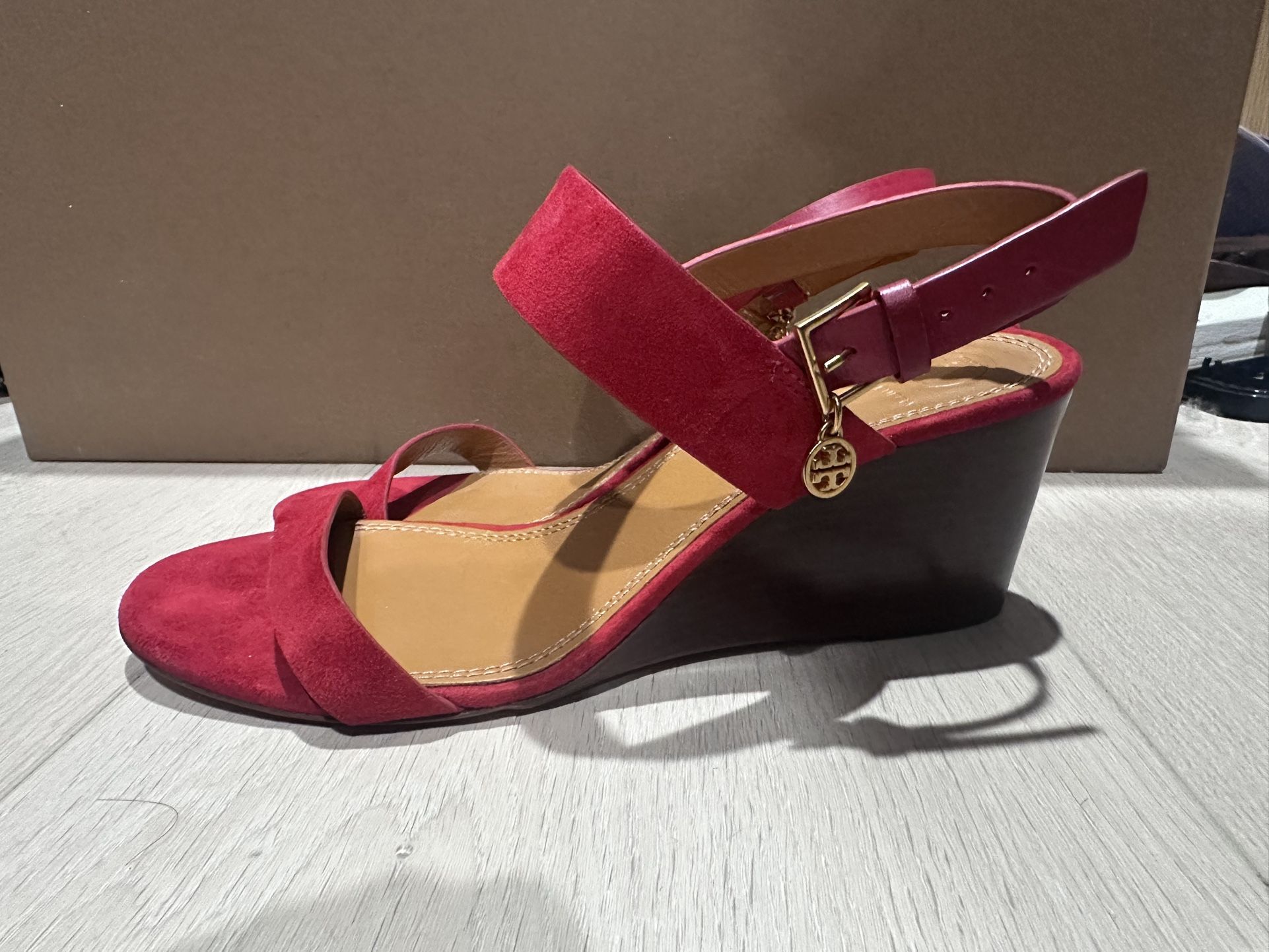 Tory burch Red Wedge Sandals