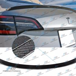 Fits 17-22 Tesla 3 IKON Style Trunk Spoiler Wing - Real Carbon Fiber