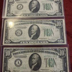 3- 1934 $10 Bills