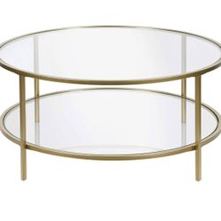 Gold Circular Two Tier Coffee Table