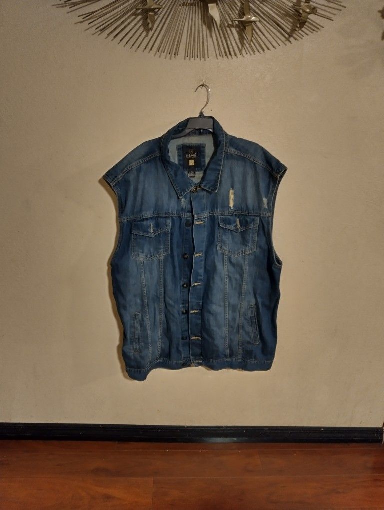 Men I-Link Premium Denim Vest Size 5X