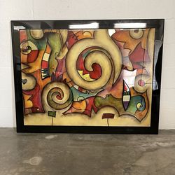 Large Epoxy Relief Abstract Painting 41x52 – Modern Gallery Style Framed Art