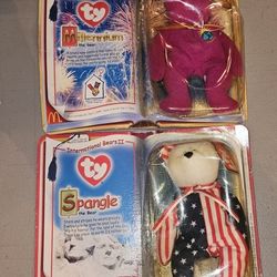 Lot Of 2 McDonald's Beanie Babies Millennium & Spangle
