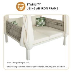 U_Style Outdoor Patio Sunbed with Curtains, High Comfort, Suitable for Multiple Scenarios