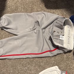 Youth extra Small Wire To Wire Grey With Red Piping Baseball Pants