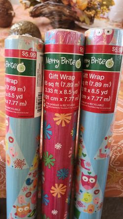 N. Peoria Brand New 3 Rolls Of  Christmas Wrapping Paper 85 Square Ft Each Description Has Pickup Location Options