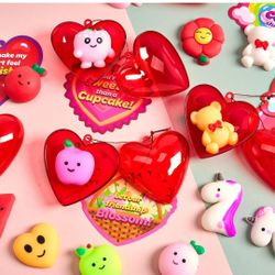 20 pack Valentines Heart Containers, Squishys and Bags.