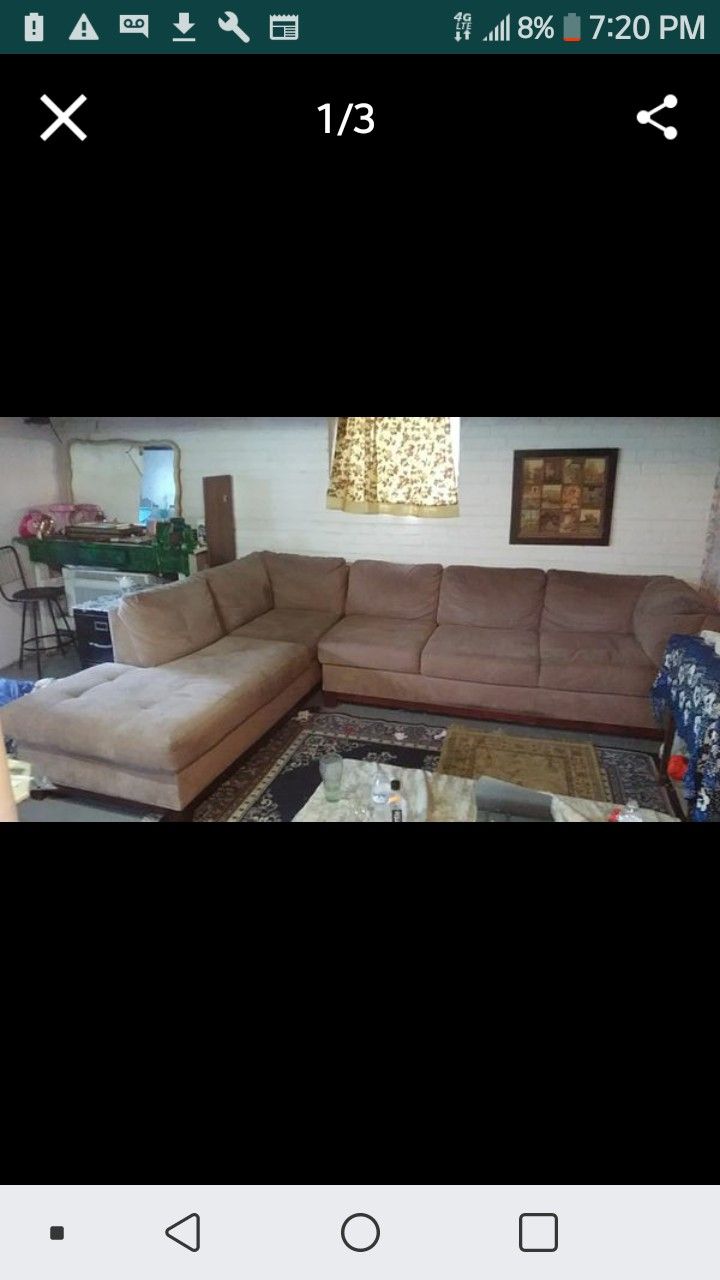 Sectional couches light brown suede all reasonable offers considered