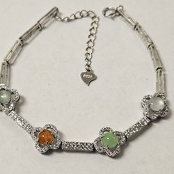 Natural Burmese Jadeite Bracelet 925s