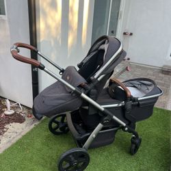 Silver Cross Wave Double Stroller with Bassinet + Accessories