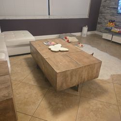 Rectangular wooden coffee table