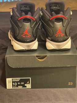 Jordan 6 Rings black red and white size 10 shoes