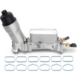 Aluminum Engine Oil Filter Housing Kit with Oil Cooler Sensors and Gaskets Compatible with 2011- 201