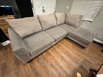 Gray Sectional Sofa with Chaise – 9' x 6' – Freshly Cleaned