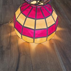 Vintage Slag Glass Leaded Lamp Shade Tiffany Style Hanging