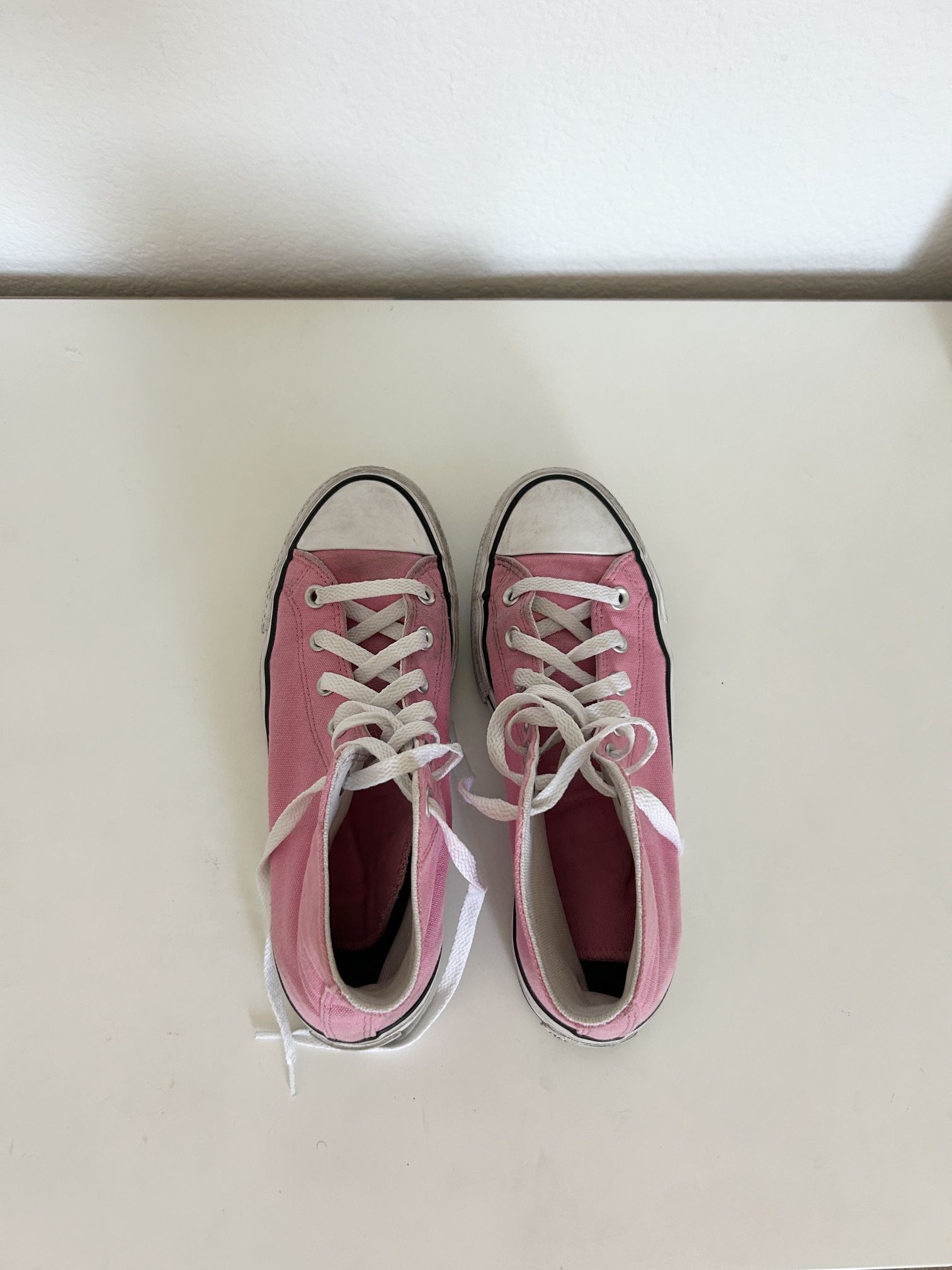 High top pink double platform converse