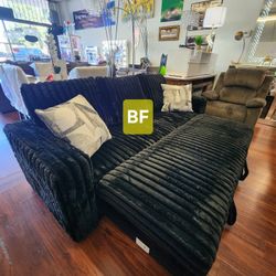 Sofa Bed Black Fur Like Jumbo Corduroy Fabric, USB Port. New Especial Price 