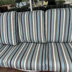 10 Large, Heavy Duty 25” X 22”x6” Thick Patio Cushions 5 Seat & 5 Back Pillows Exc Cond. 