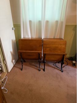 Vintage Cast‑Iron School Desks (Set of 2)