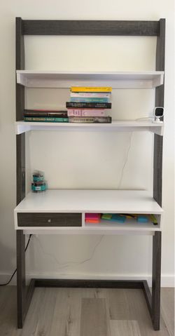 Zip code Design White Grey Wood Justis Leaning / Ladder Desk