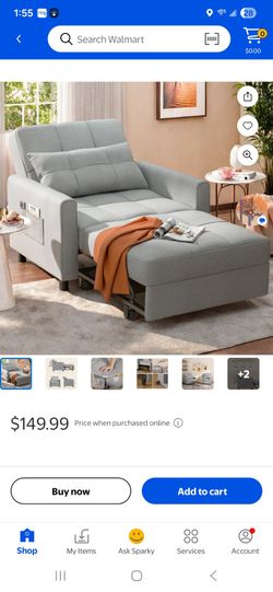 Recliner Chair,3 in 1 Convertible Sofa Bed with Adjustable Backrest for Office,Bedroom,Light Gray