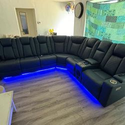 3 Piece Power Recliner Sectional, We Offer Financing With Only $53 Down Payment