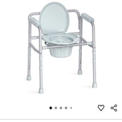 portable toilet 3-in-1 Bedside Commode with Sturdy Dual-Crossbar Support Construction