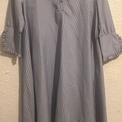 Blue/White Striped Shirt Dress Size M