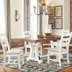 Valebeck-White/Brown-5 Pc.-Dining Room Table,4 Side Chairs
