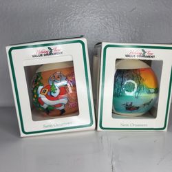 Vintage Holiday Time Satin Christmas Ornament 1998 NIB Lot Of 2