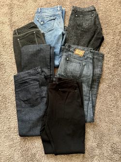 6 Pairs Of Jeans Size 8 All , Bebe, Sisley , WHBM