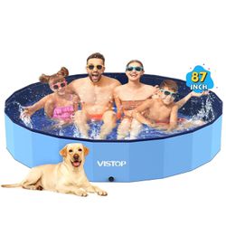 VISTOP XXXX Large Foldable Dog Pool, Hard Plastic Shell 87 inches