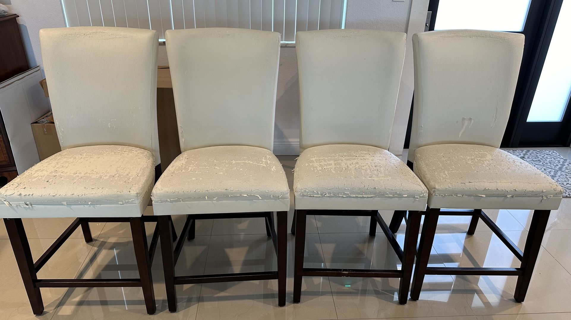 4 Wood/ Polyester Stools
