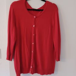Red Cardigan Sweater (Size XL)