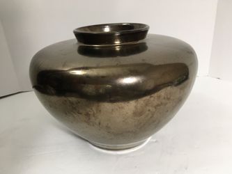 Stunning Bronze Vase Painted Pottery 7 “ H 4” D Mouth 4 1/2” Base  D Used Very Good Condition ( Solid Tone Finish)