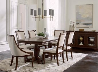 Nelman Brown Cherry Wood 7Pc Dining Set