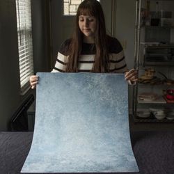 Bessie Bakes Super-Thin & Pliable Blue Stone Replicated Photography Backdrop 2 Feet Wide x 3 Feet Long