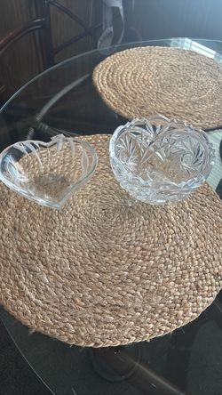 Clear Crystal Glass Dishes Set of 2