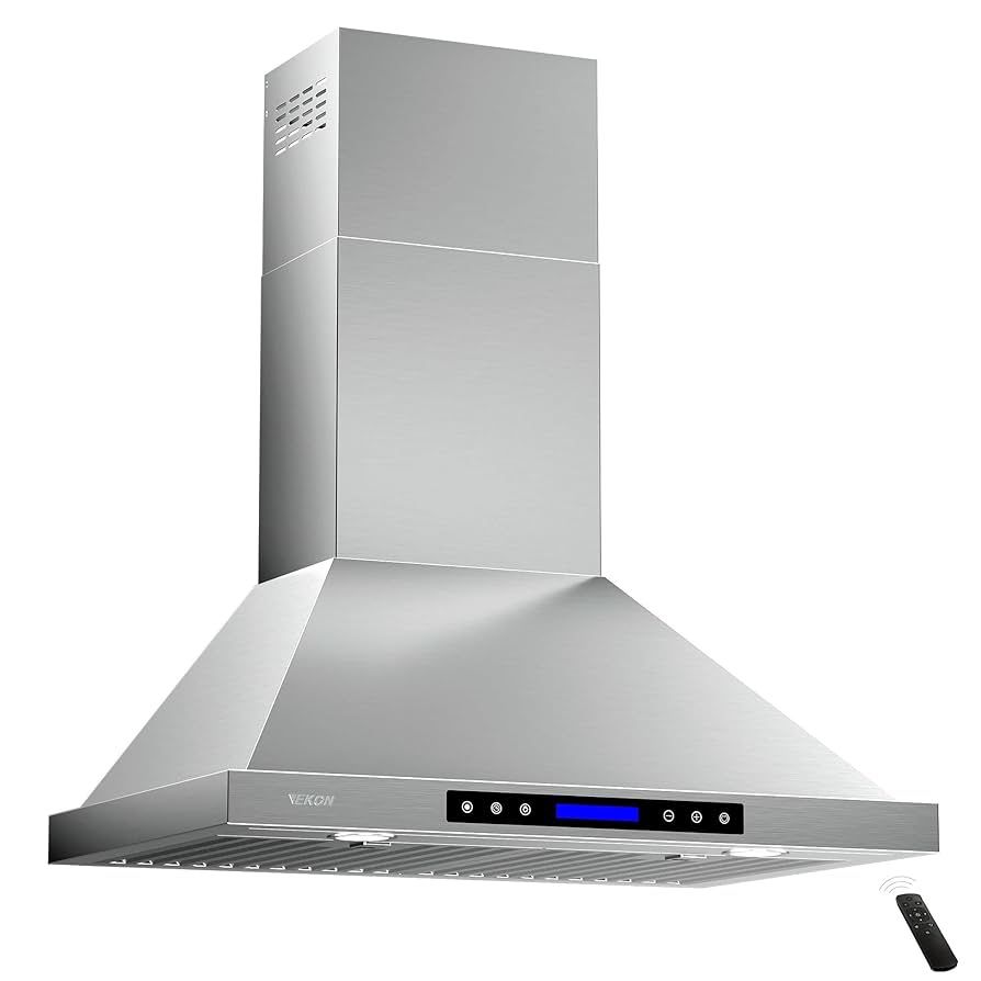 EKON NAP02 900CFM Wall Mount Range Hood Ducted/Ductless Convertible Kitchen Chimney Vent, 4 Speeds Touch Control/Remote,Delay Shut Off Function,Dishwa