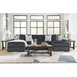 Large 3 piece Sectional W/ Chaise features luxuriously soft jumbo corduroy fabric