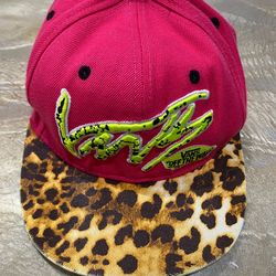 Vans Off The Wall Hot Pink Snapback Cap with Leopard Brim Unisex / One Size